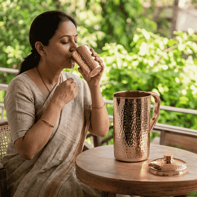 Handcrafted copper jug